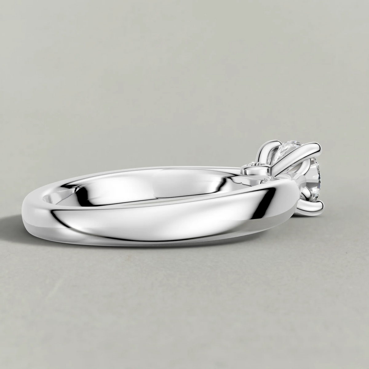 Forked Shoulder Solitaire Engagement Ring (70980) in White Gold from back angle