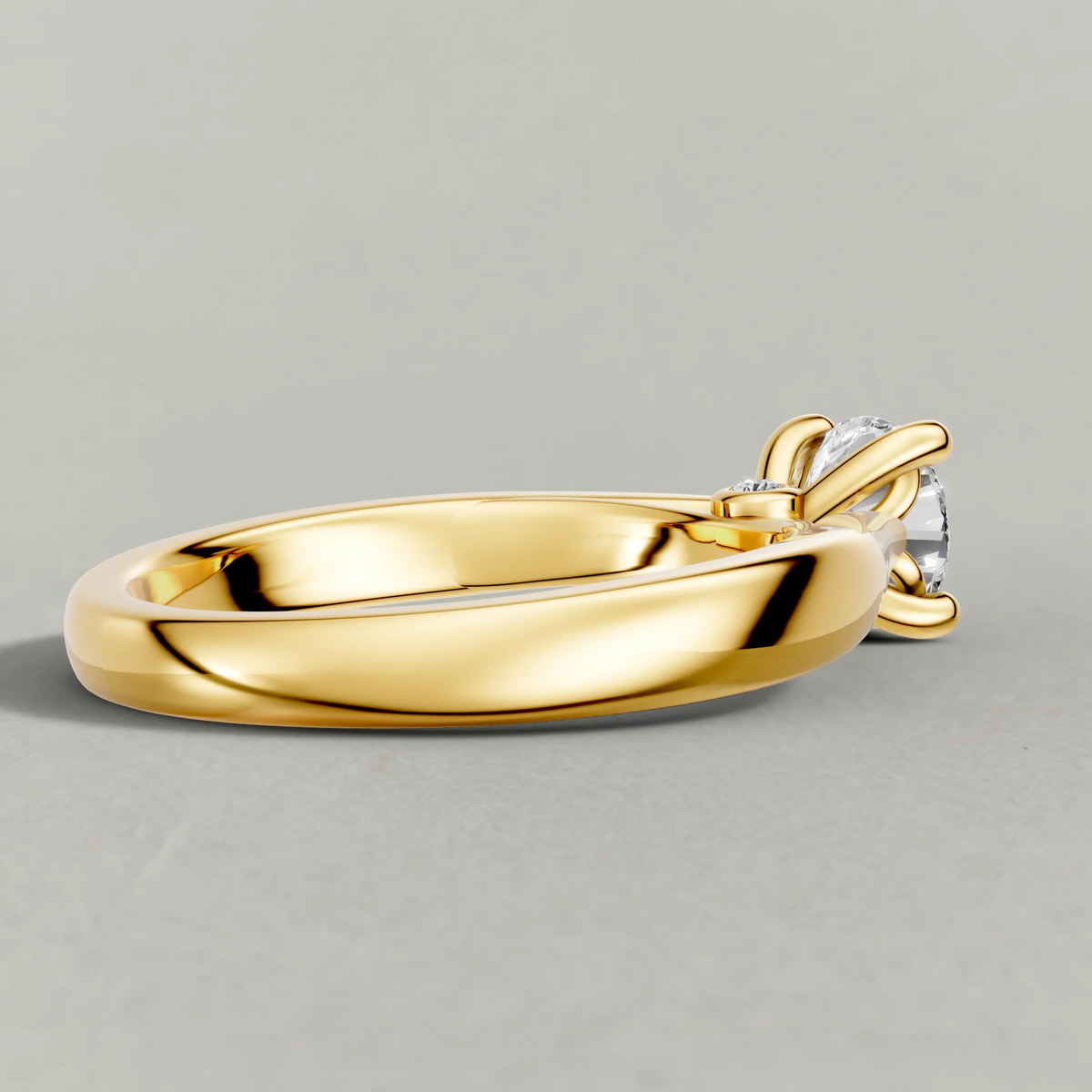Forked Shoulder Solitaire Engagement Ring (70980) in Yellow Gold from back angle