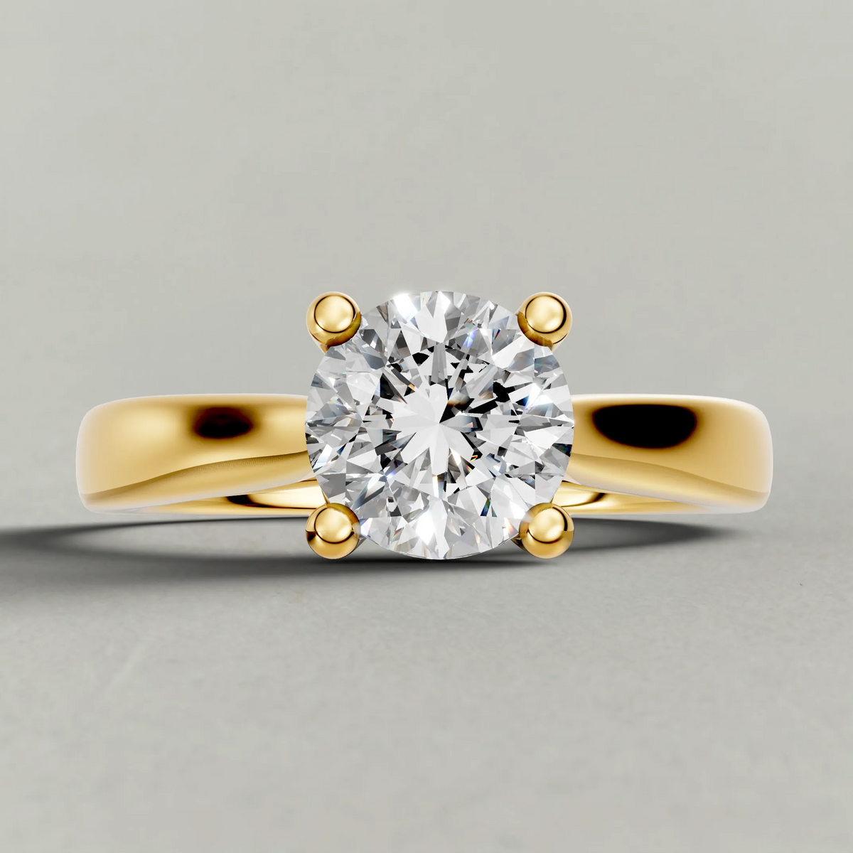 Forked Shoulder Solitaire Engagement Ring (70980) in Yellow Gold zoomed in on diamond