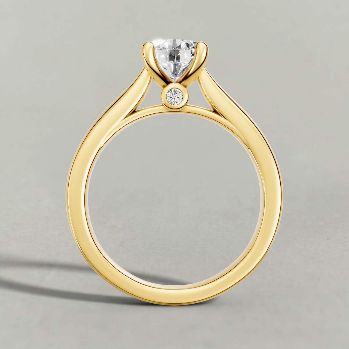 Forked Shoulder Solitaire Engagement Ring (70980) in Yellow Gold from front angle