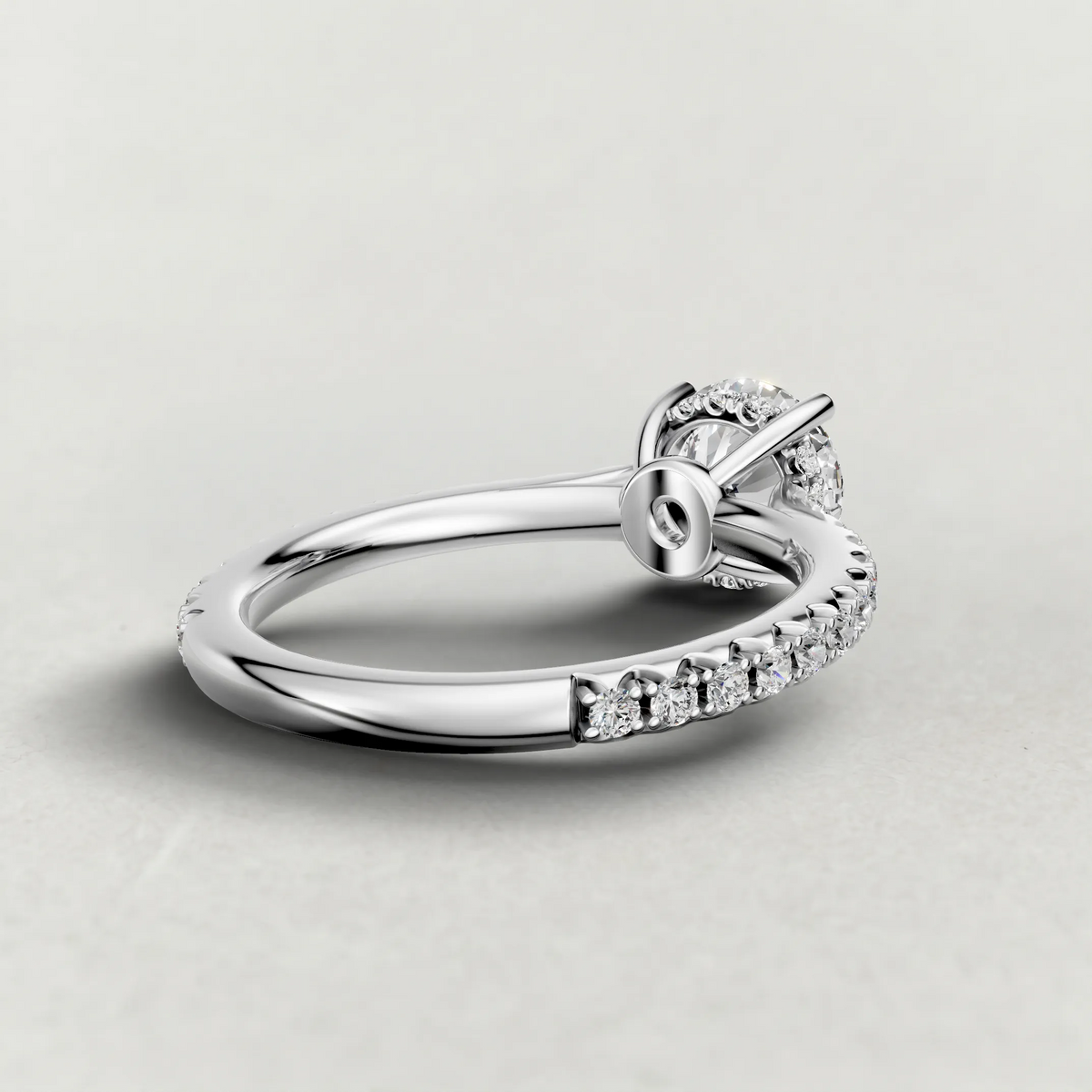 Diamond Gallery Pavé Engagement Ring (71100) in Platinum from back angle
