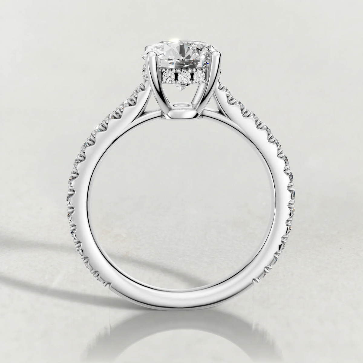Diamond Gallery Pavé Engagement Ring (71100) in Platinum from front angle