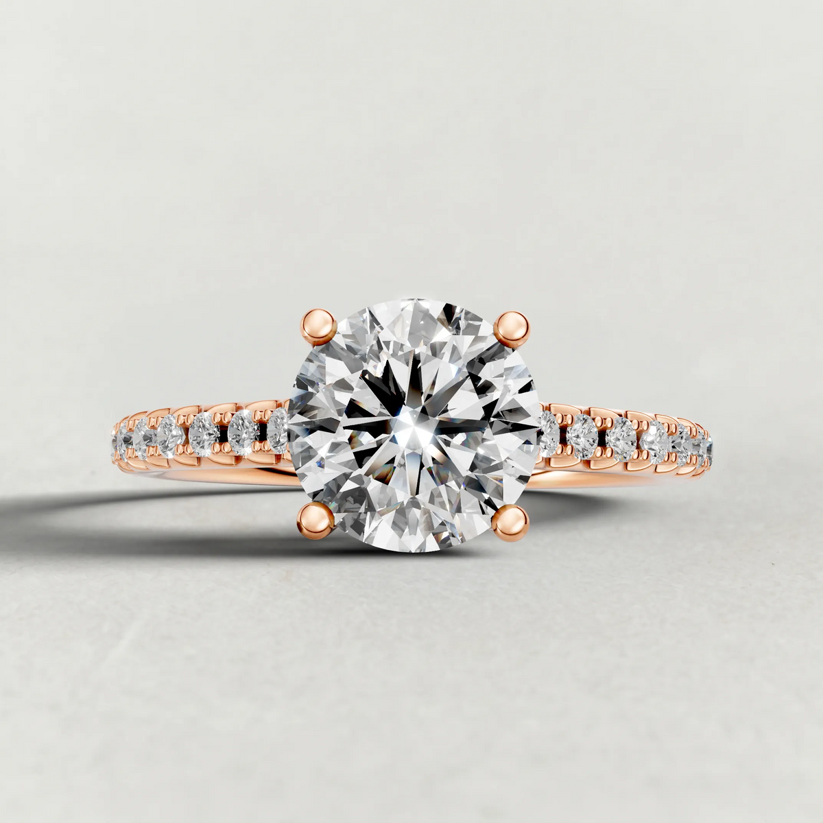 Diamond Gallery Pavé Engagement Ring (71100) in Rose Gold zoomed in on diamond