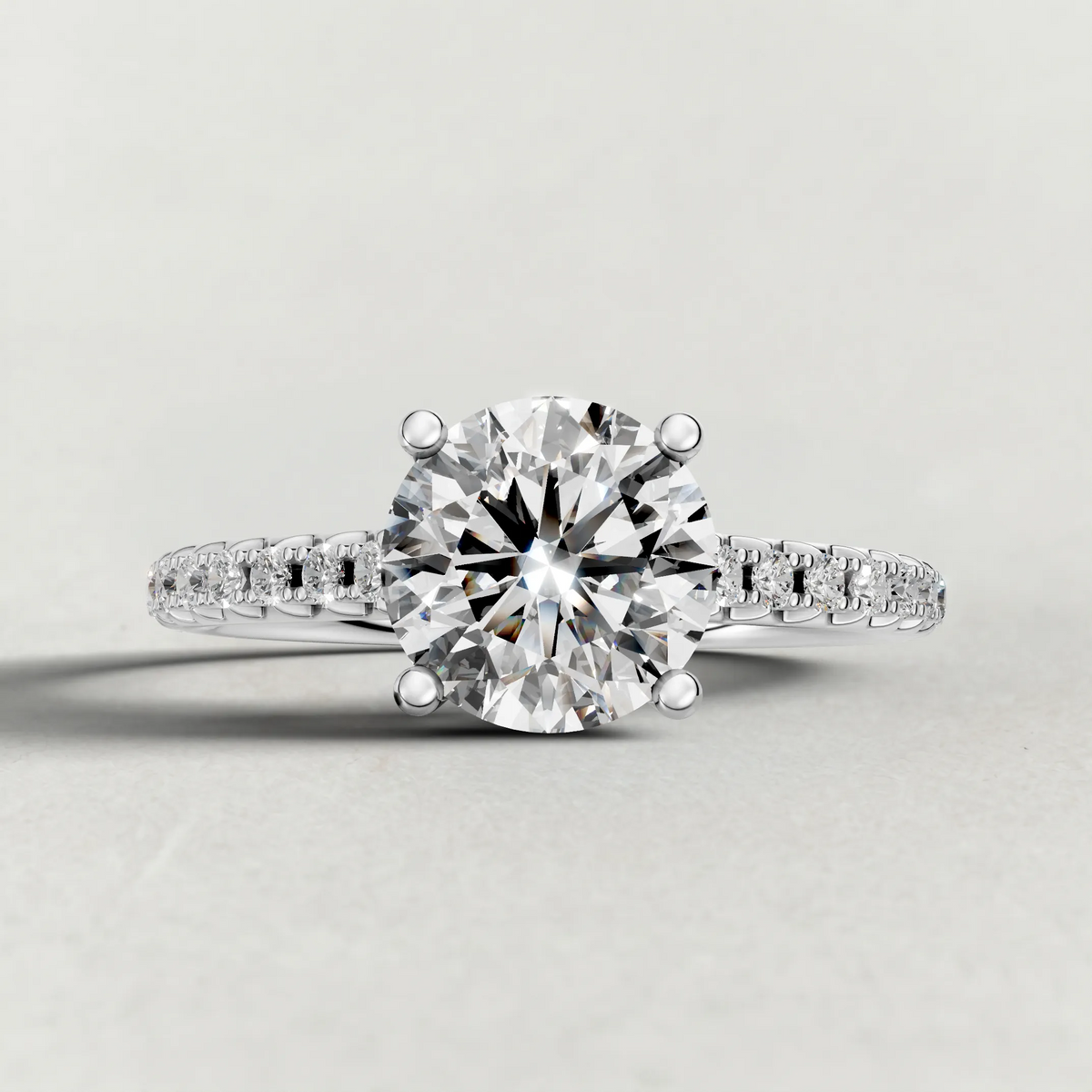 Diamond Gallery Pavé Engagement Ring (71100) in White Gold zoomed in on diamond