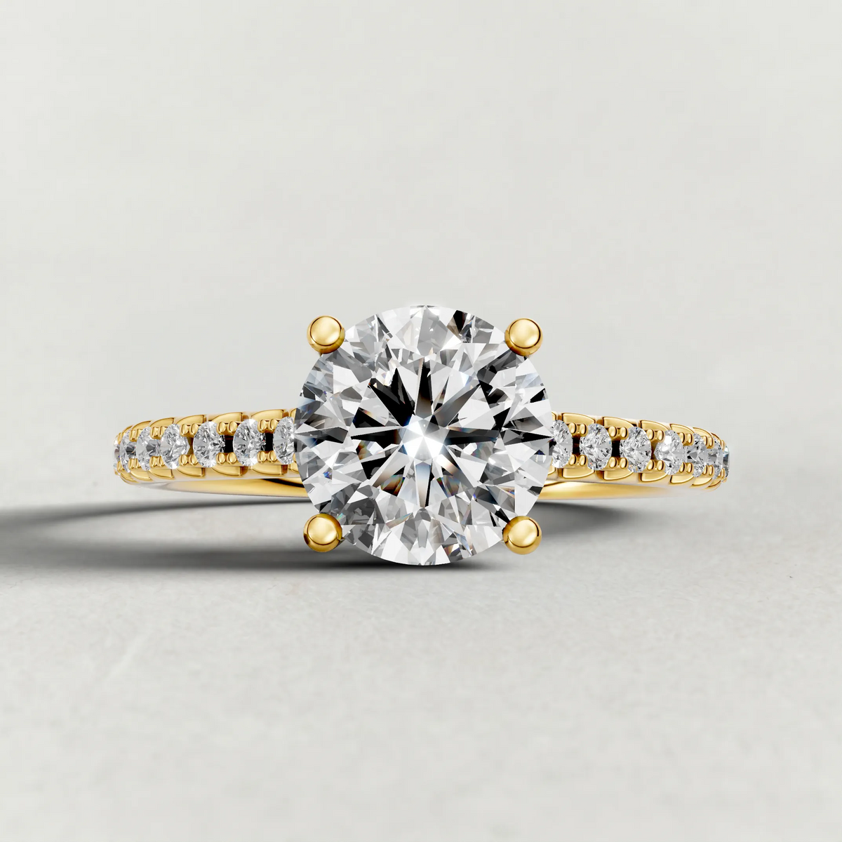 Diamond Gallery Pavé Engagement Ring (71100) in Yellow Gold zoomed in on diamond