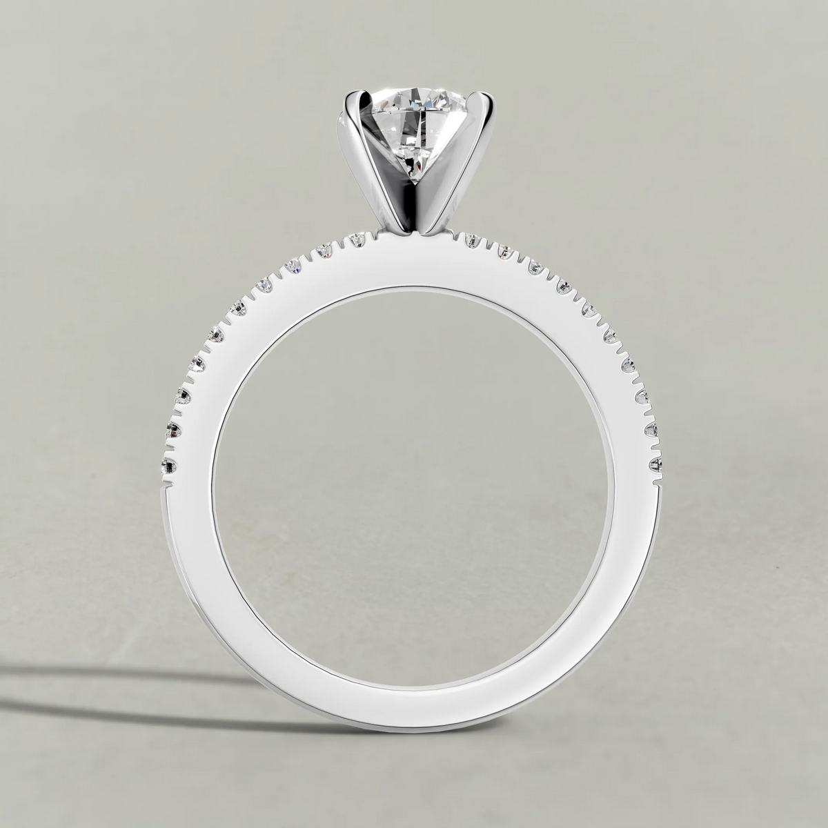 Micro-Pavé Shoulder Engagement Ring (71103) in Platinum from front angle