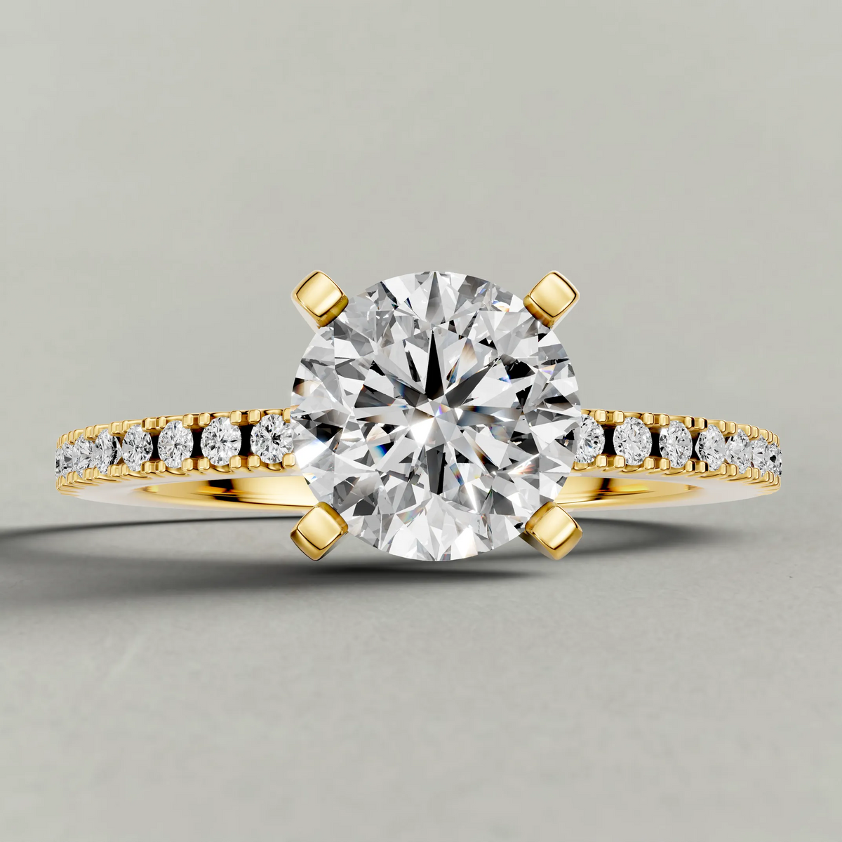Micro-Pavé Shoulder Engagement Ring (71103) in Yellow Gold zoomed in on diamond