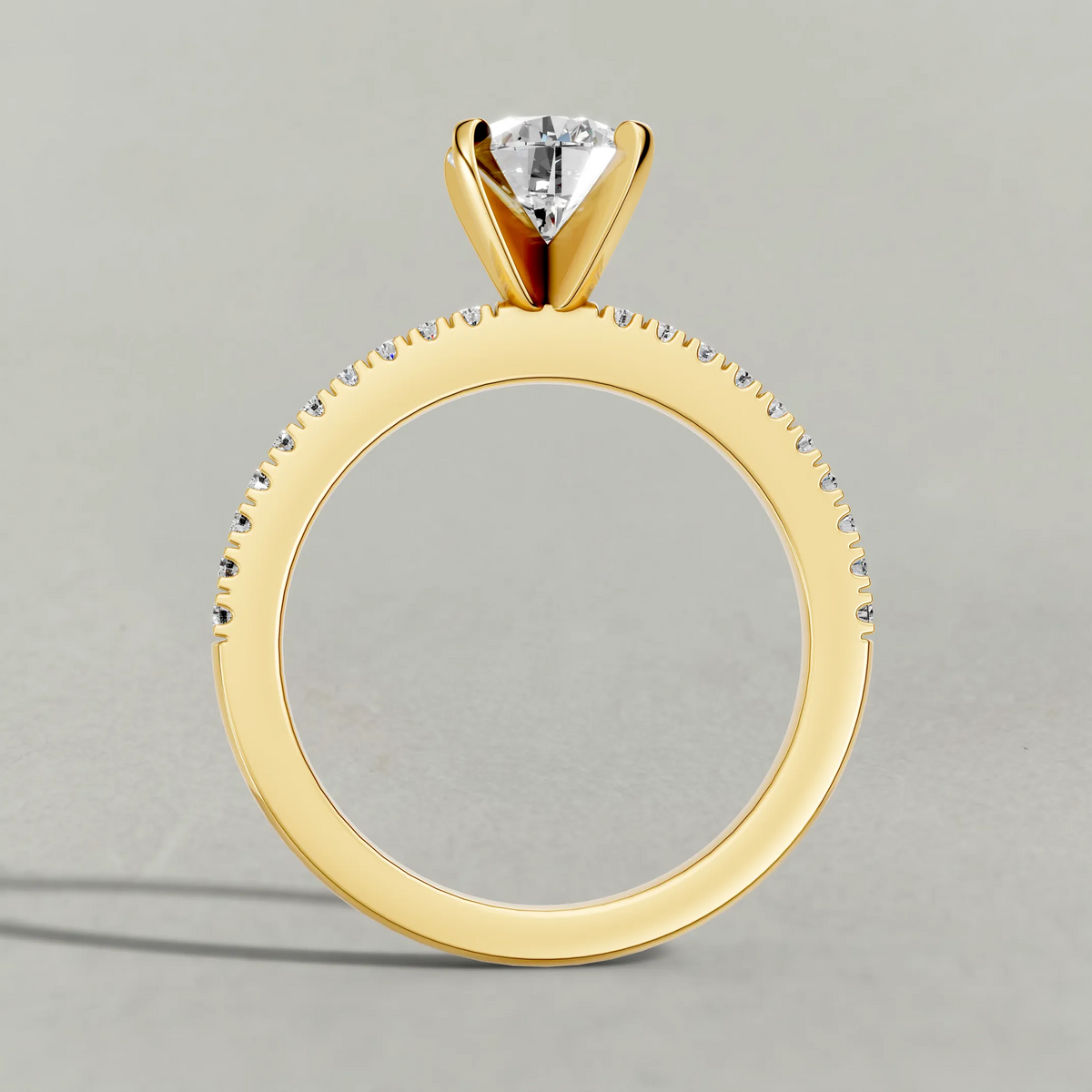 Micro-Pavé Shoulder Engagement Ring (71103) in Yellow Gold from front angle