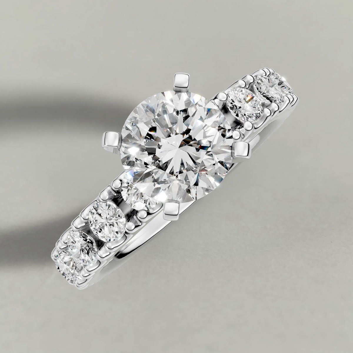 Classic Diamond Shoulder Engagement Ring (71104) in Platinum from top 3/4 angle
