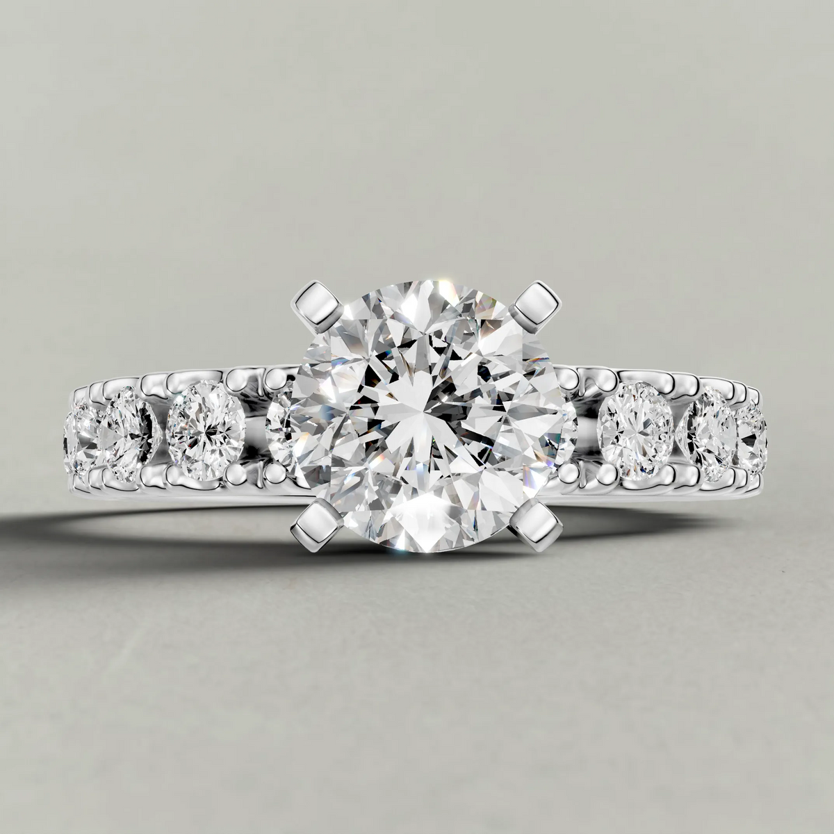 Classic Diamond Shoulder Engagement Ring (71104) in Platinum zoomed in on diamond