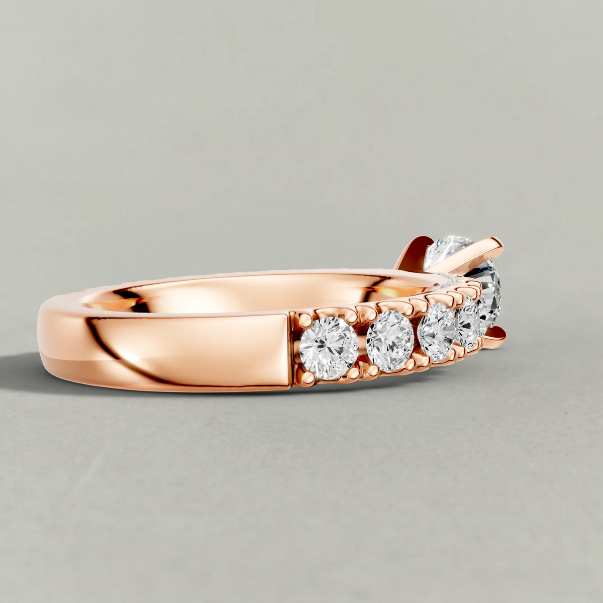 Classic Diamond Shoulder Engagement Ring (71104) in Rose Gold from back angle
