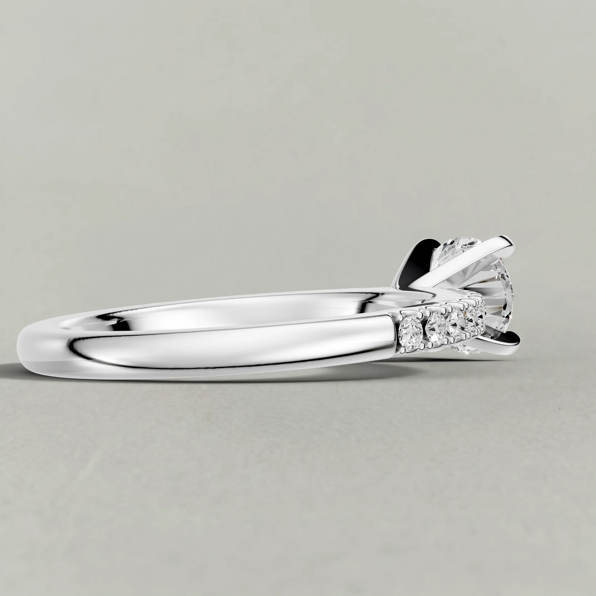 Four-Prong Pavé Shoulder Engagement Ring (71118) in Platinum from back angle