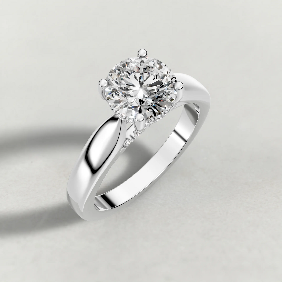 Polished Ridge Engagement Ring (71128) in White Gold from top 3/4 angle