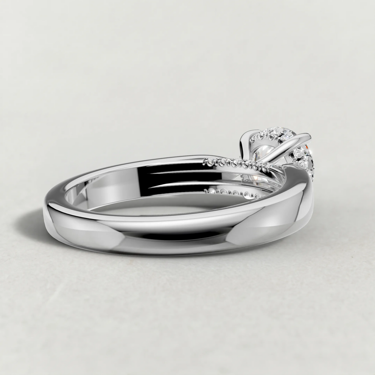 Polished Ridge Engagement Ring (71128) in White Gold from back angle