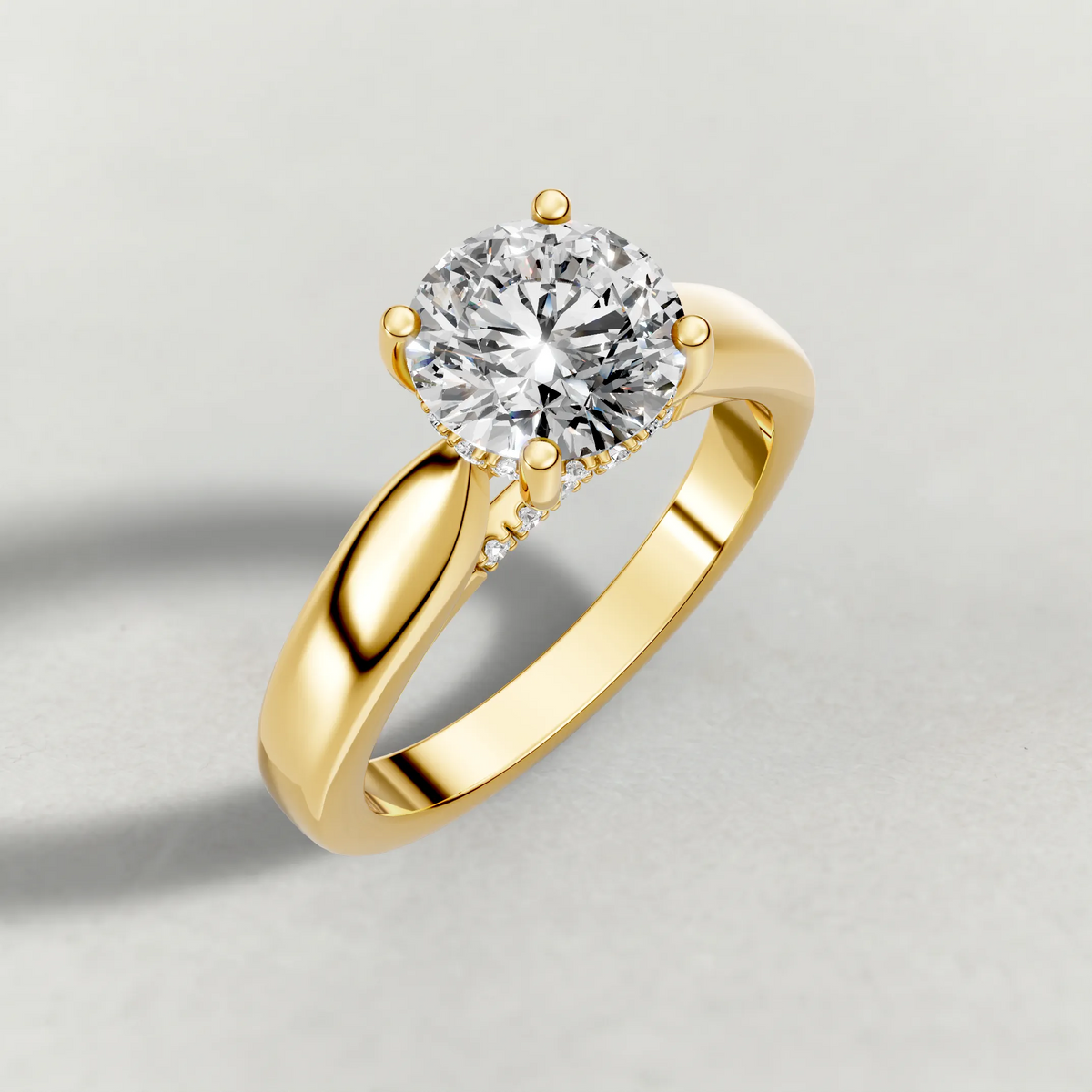 Polished Ridge Engagement Ring (71128) in Yellow Gold from top 3/4 angle