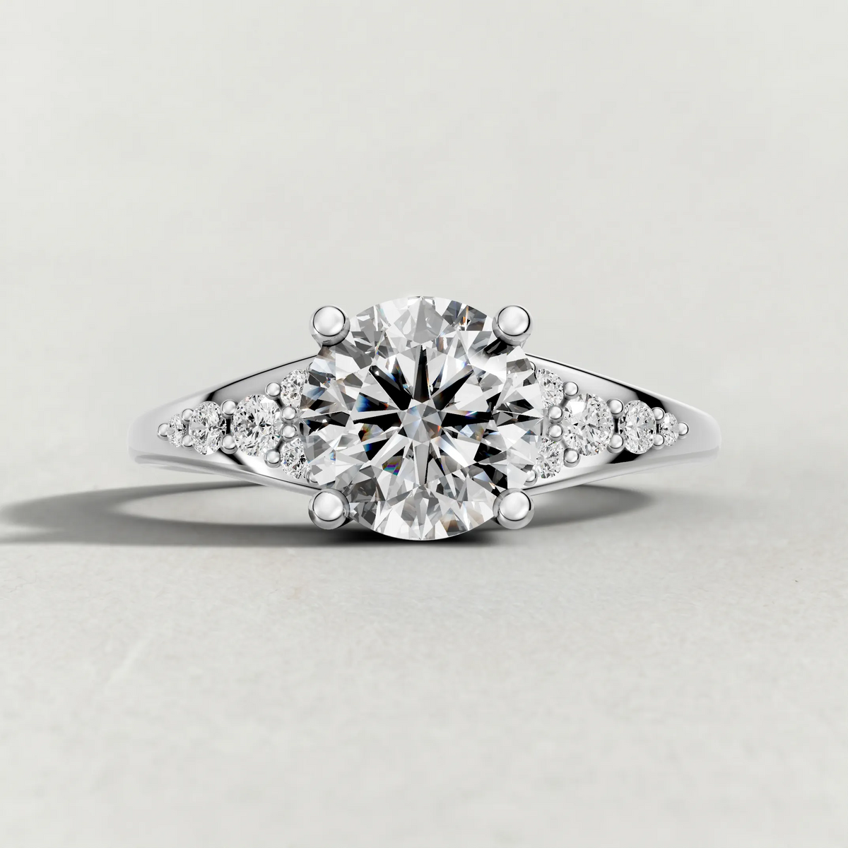 Sculpted Pavé Shoulder Engagement Ring (71229) in Platinum zoomed in on diamond