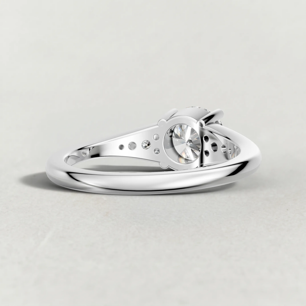 Sculpted Pavé Shoulder Engagement Ring (71229) in White Gold from back angle