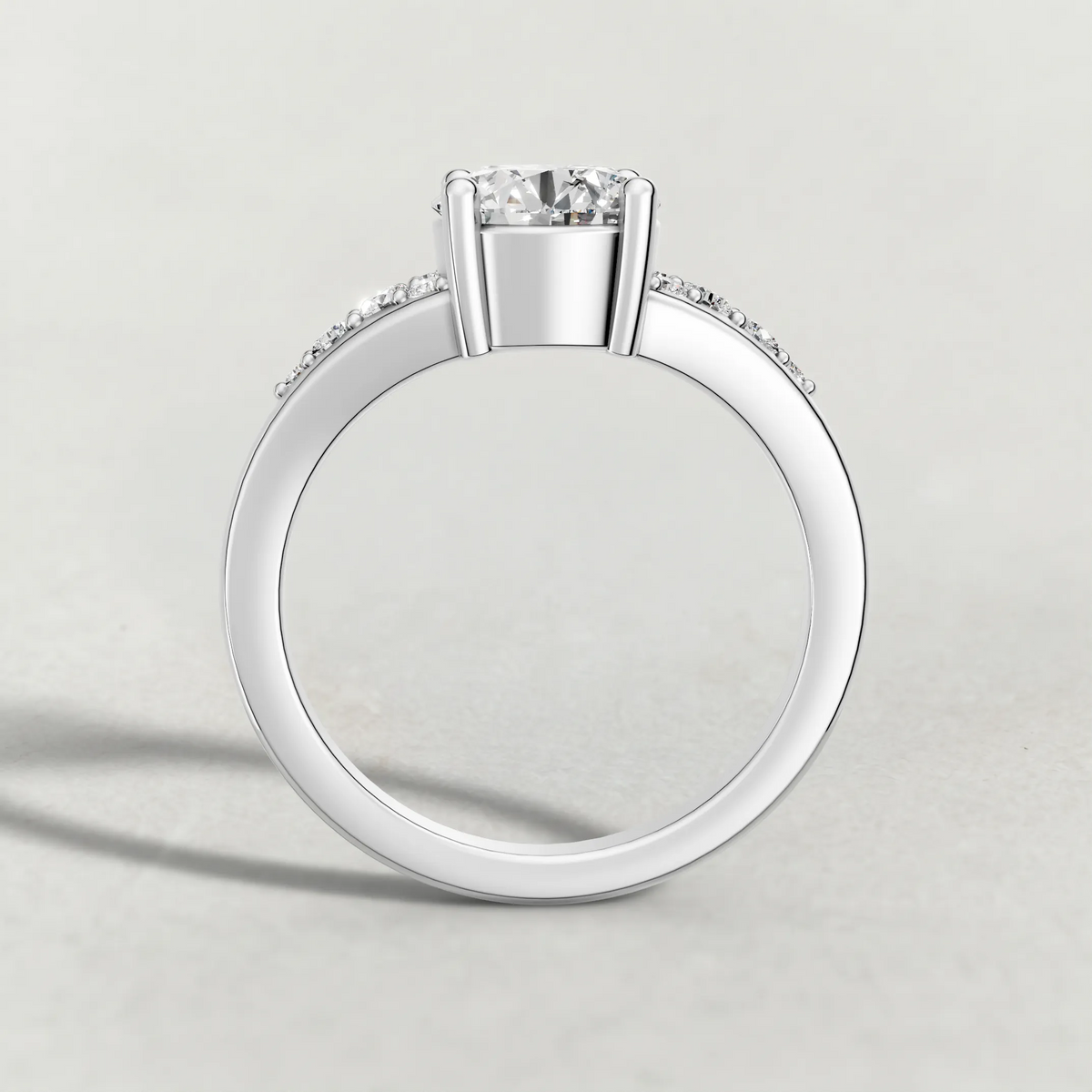 Sculpted Pavé Shoulder Engagement Ring (71229) in White Gold from front angle