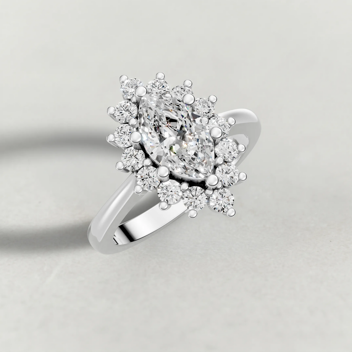 Cluster Halo Engagement Ring (71300) in Platinum from top 3/4 angle