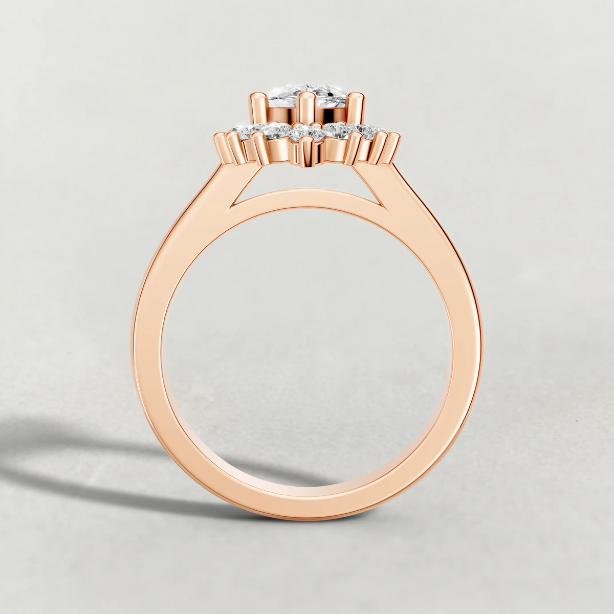 Cluster Halo Engagement Ring (71300) in Rose Gold from front angle