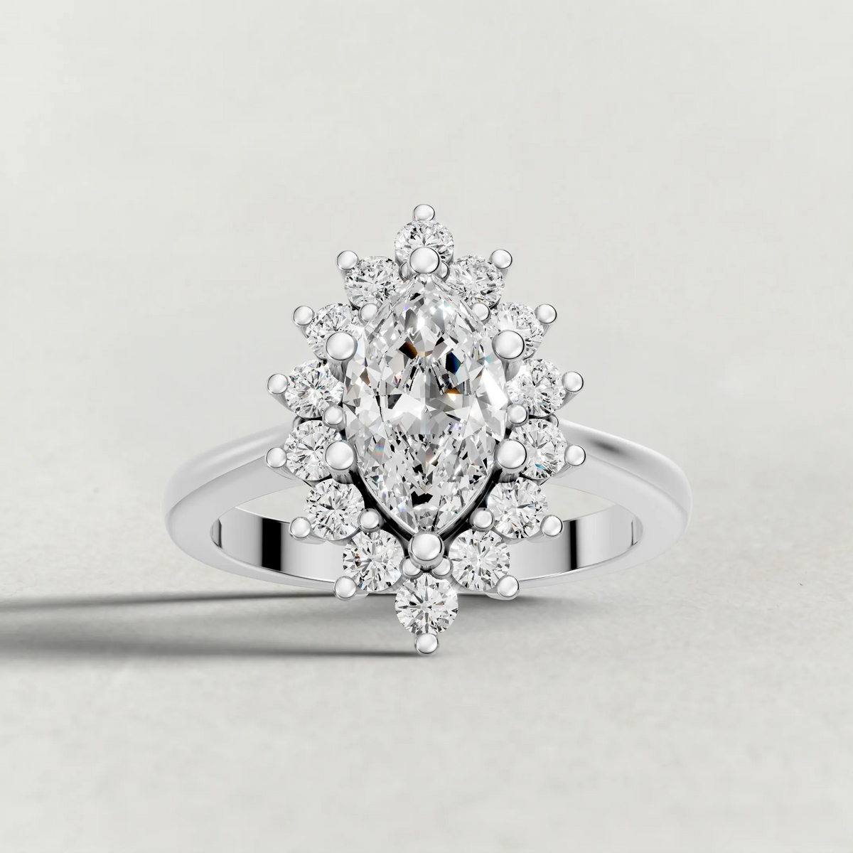 Cluster Halo Engagement Ring (71300) in White Gold zoomed in on diamond
