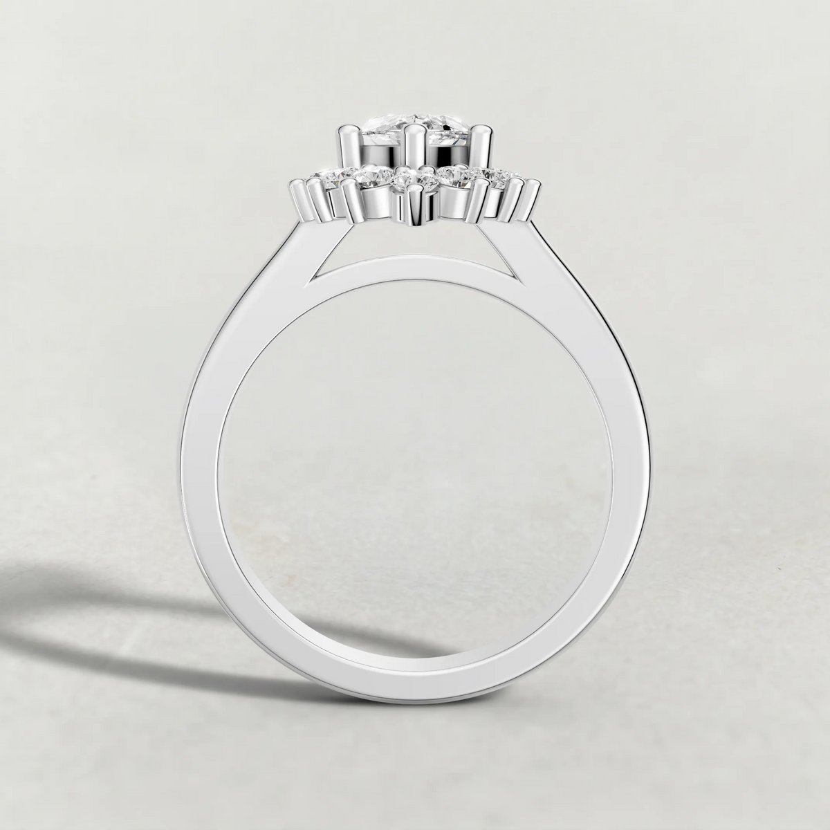 Cluster Halo Engagement Ring (71300) in White Gold from front angle