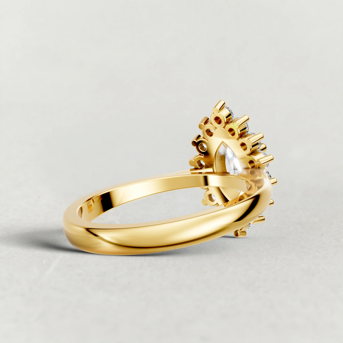 Cluster Halo Engagement Ring (71300) in Yellow Gold from back angle