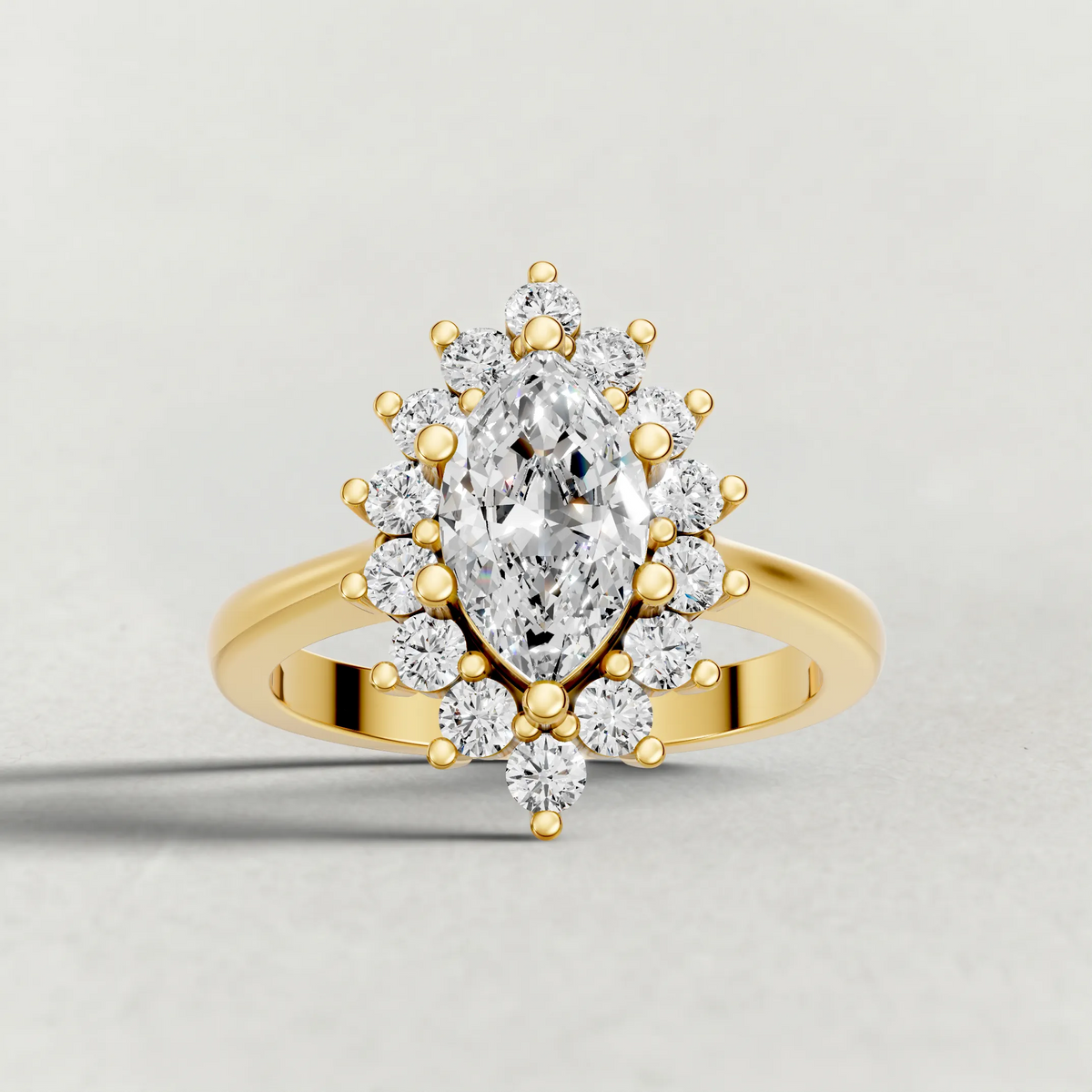 Cluster Halo Engagement Ring (71300) in Yellow Gold zoomed in on diamond