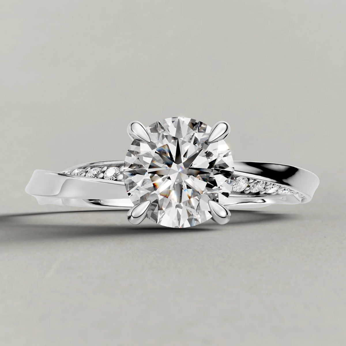 Double Pavé Band Engagement Ring (71353) in Platinum zoomed in on diamond