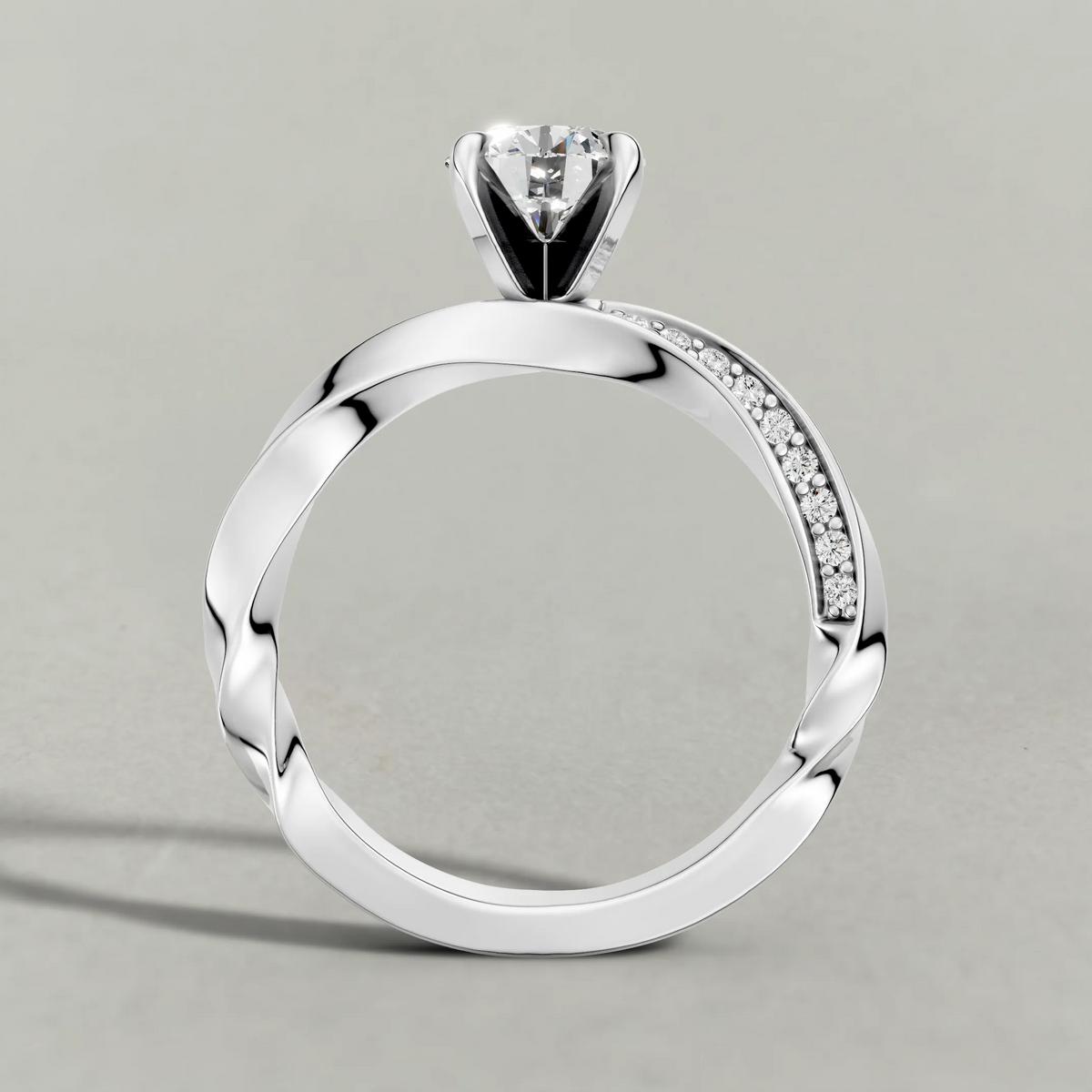 Double Pavé Band Engagement Ring (71353) in Platinum from front angle