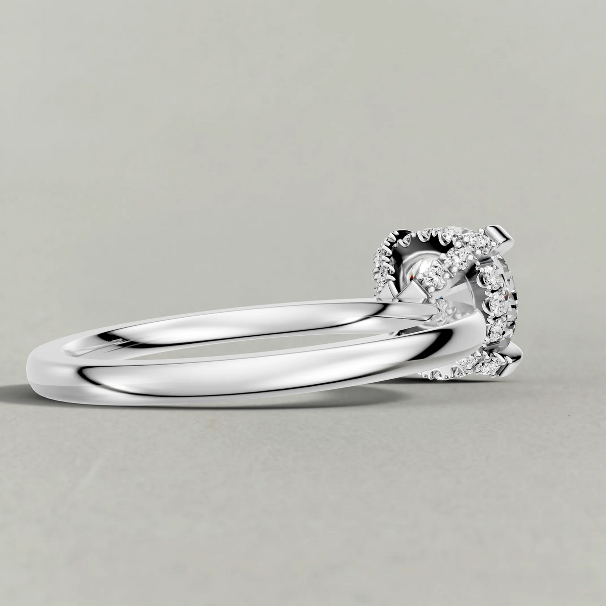 Diamond Gallery Solitaire Engagement Ring (71380) in Platinum from back angle