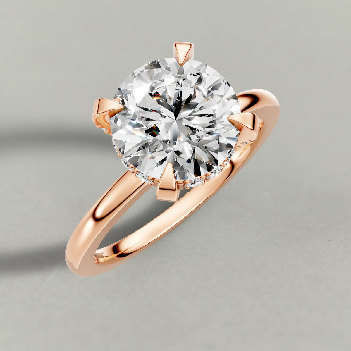 Diamond Gallery Solitaire Engagement Ring (71380) in Rose Gold from top 3/4 angle