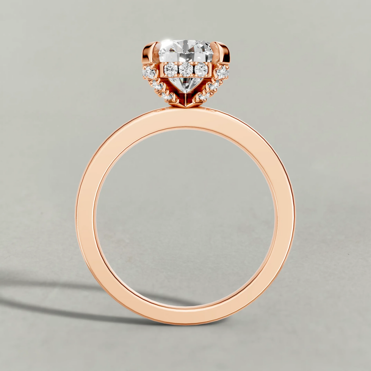 Diamond Gallery Solitaire Engagement Ring (71380) in Rose Gold from front angle