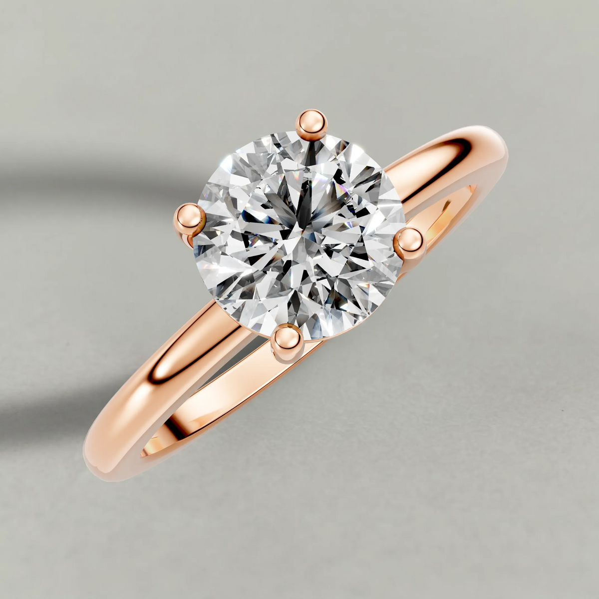 Raised Basket Solitaire Engagement Ring (71412) in Rose Gold from top 3/4 angle
