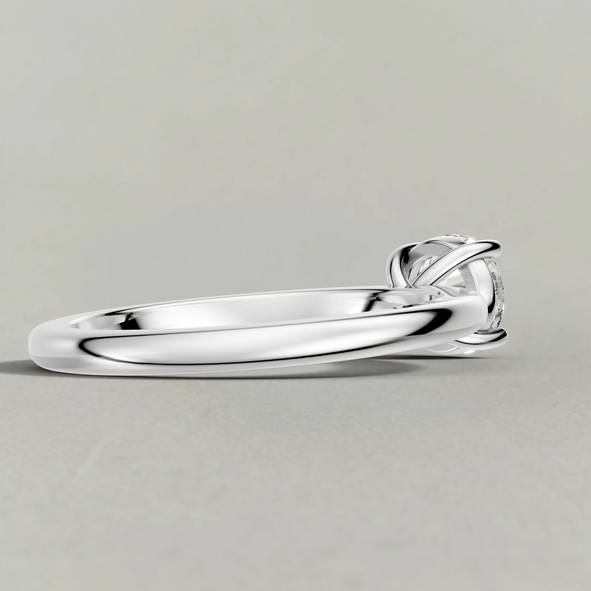 Raised Basket Solitaire Engagement Ring (71412) in White Gold from back angle