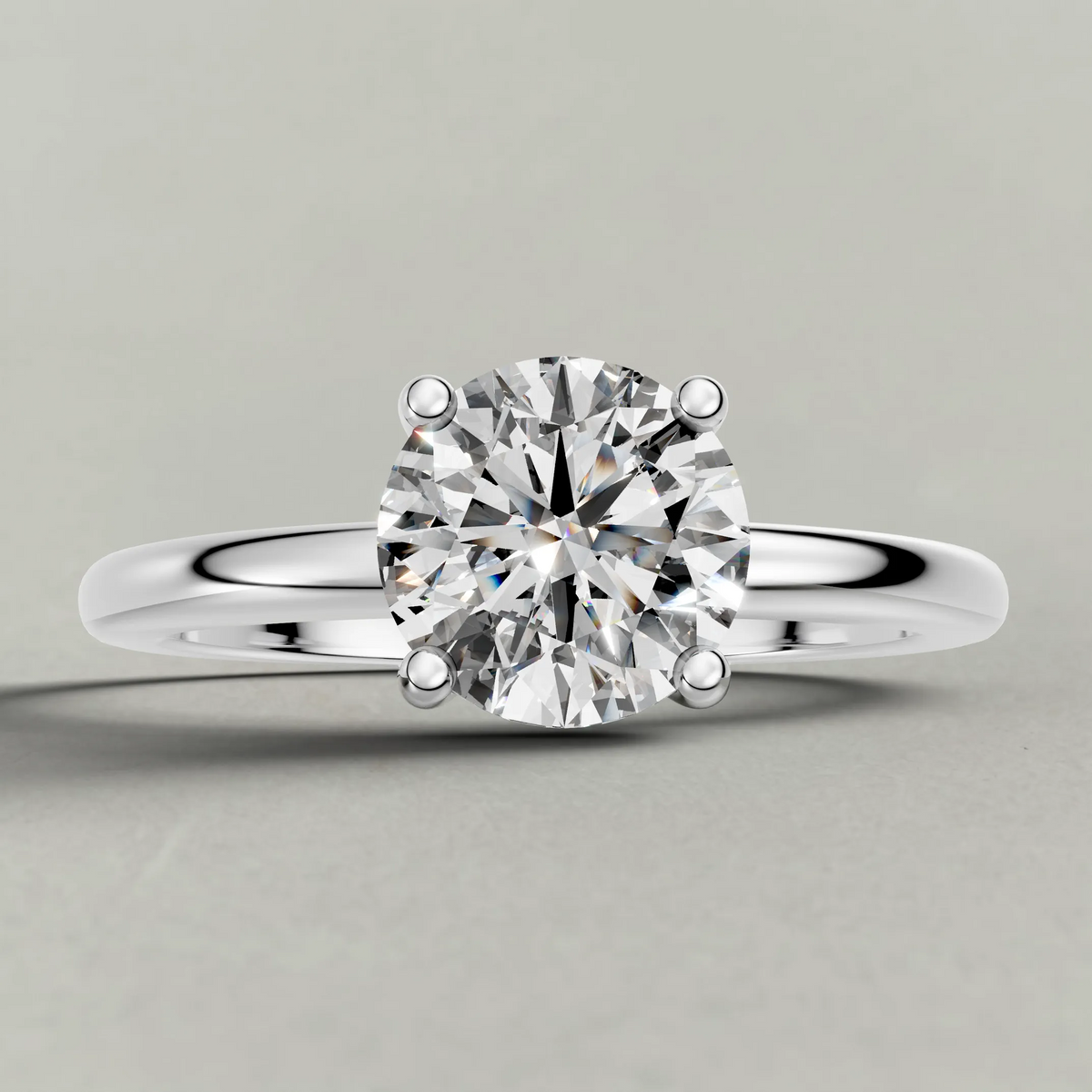 Raised Basket Solitaire Engagement Ring (71412) in White Gold zoomed in on diamond