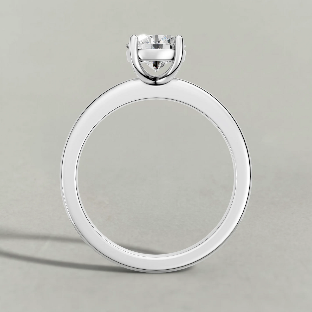 Raised Basket Solitaire Engagement Ring (71412) in White Gold from front angle