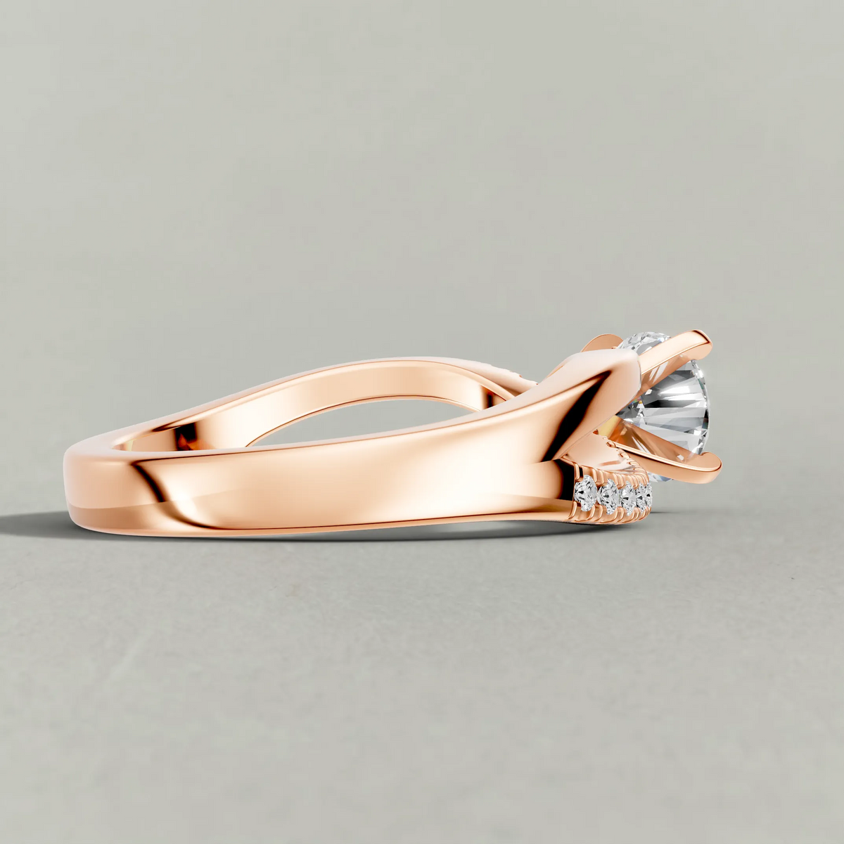 Sweeping Split-Shank Engagement Ring (71481) in Rose Gold from back angle