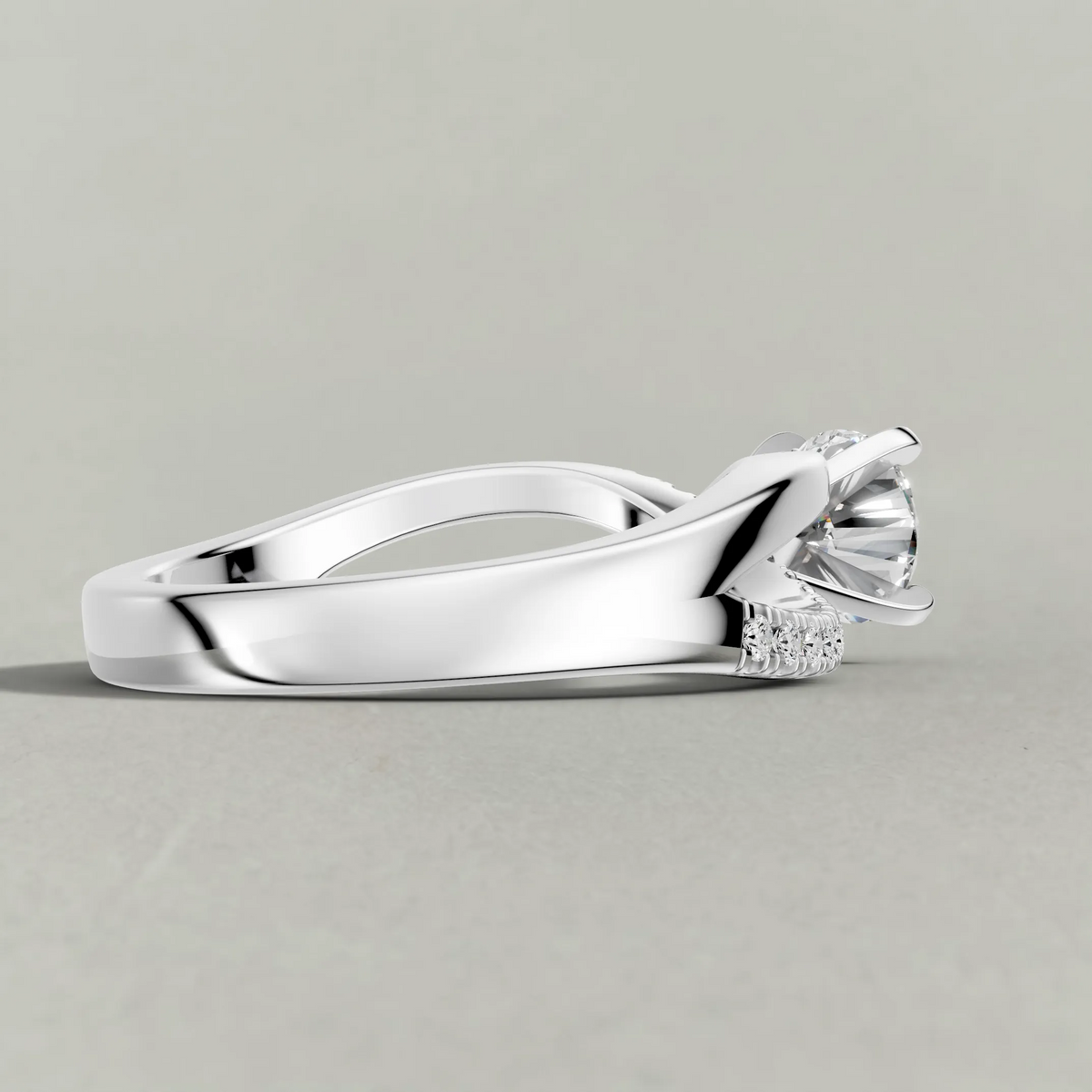 Sweeping Split-Shank Engagement Ring (71481) in White Gold from back angle