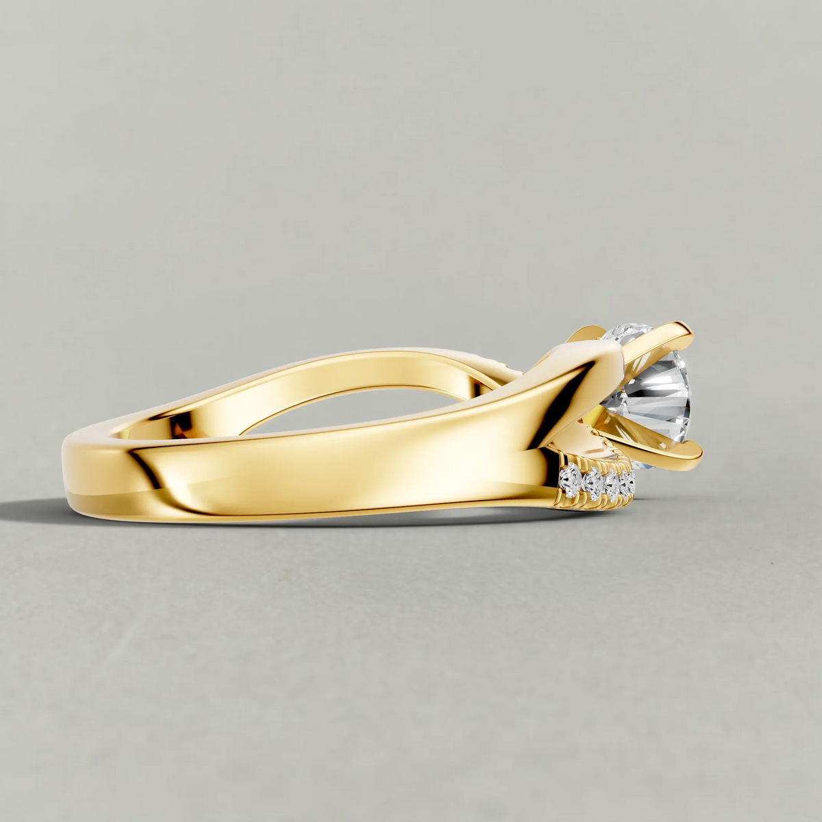 Sweeping Split-Shank Engagement Ring (71481) in Yellow Gold from back angle