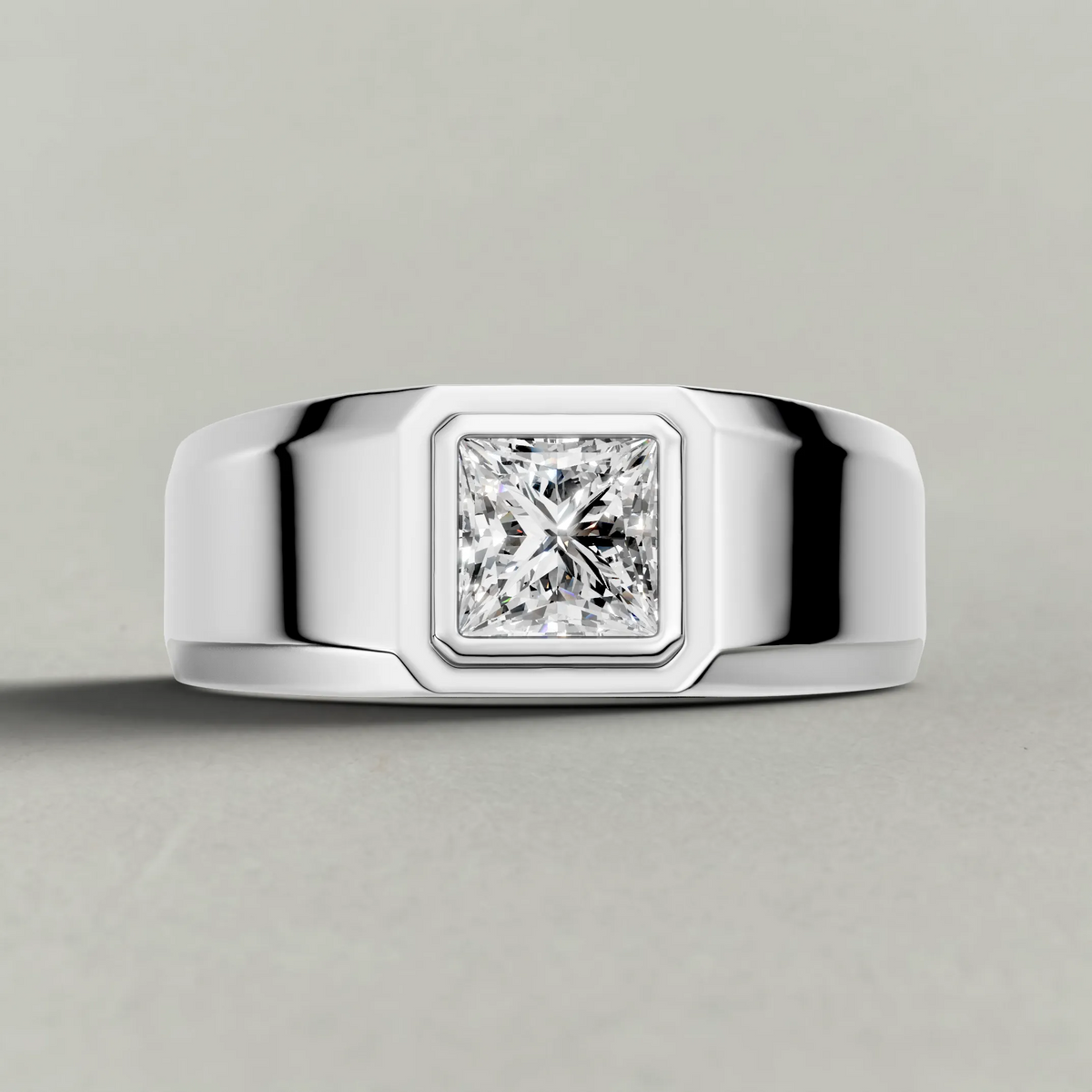 Flush-Set Wide Band Engagement Ring (71536) in Platinum zoomed in on diamond