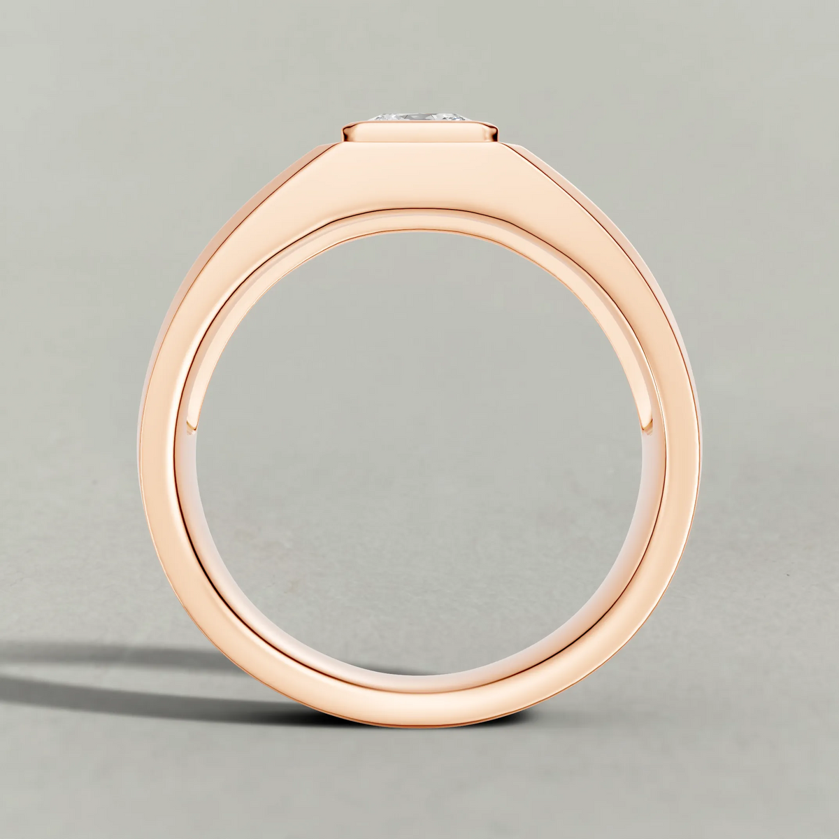 Flush-Set Wide Band Engagement Ring (71536) in Rose Gold from front angle
