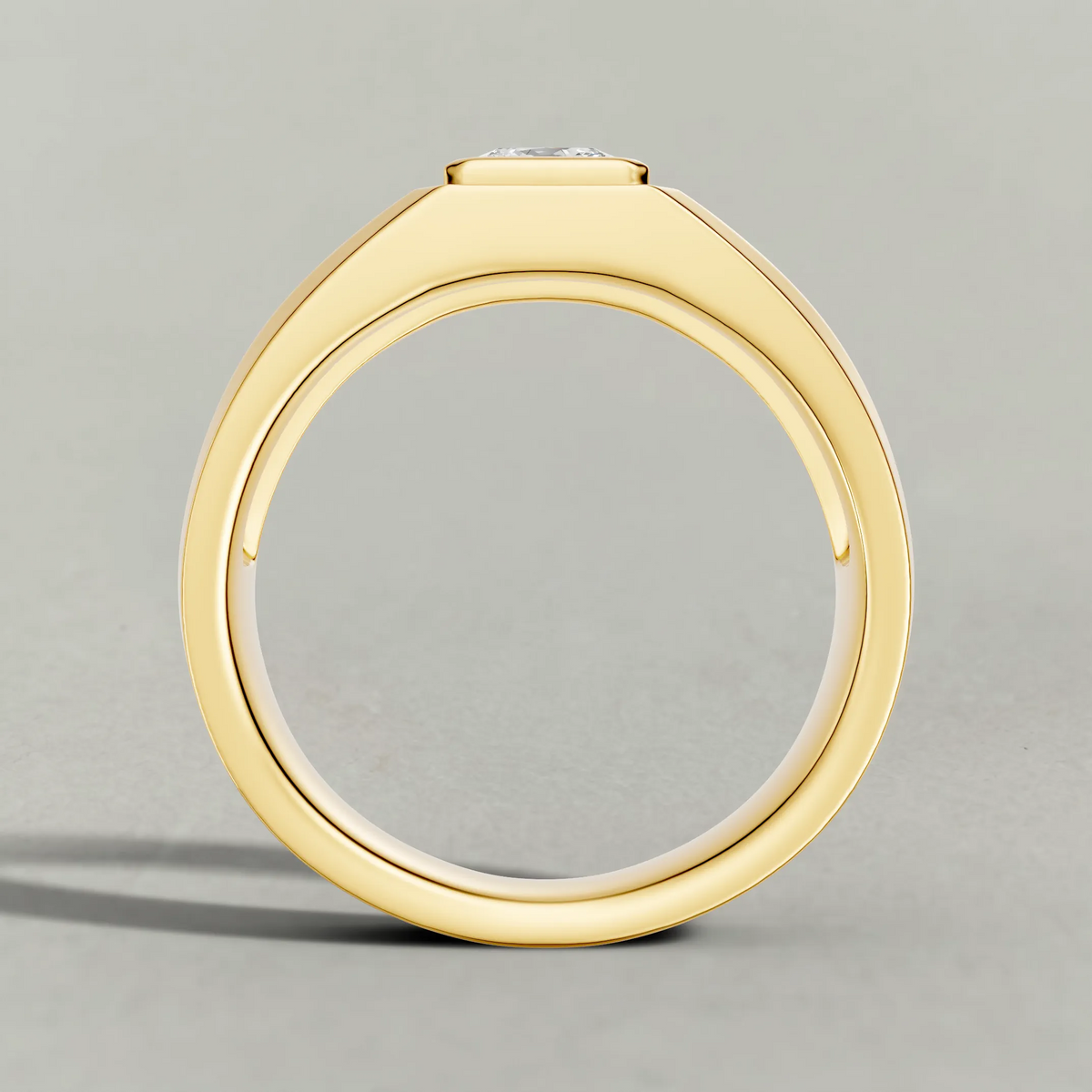 Flush-Set Wide Band Engagement Ring (71536) in Yellow Gold from front angle