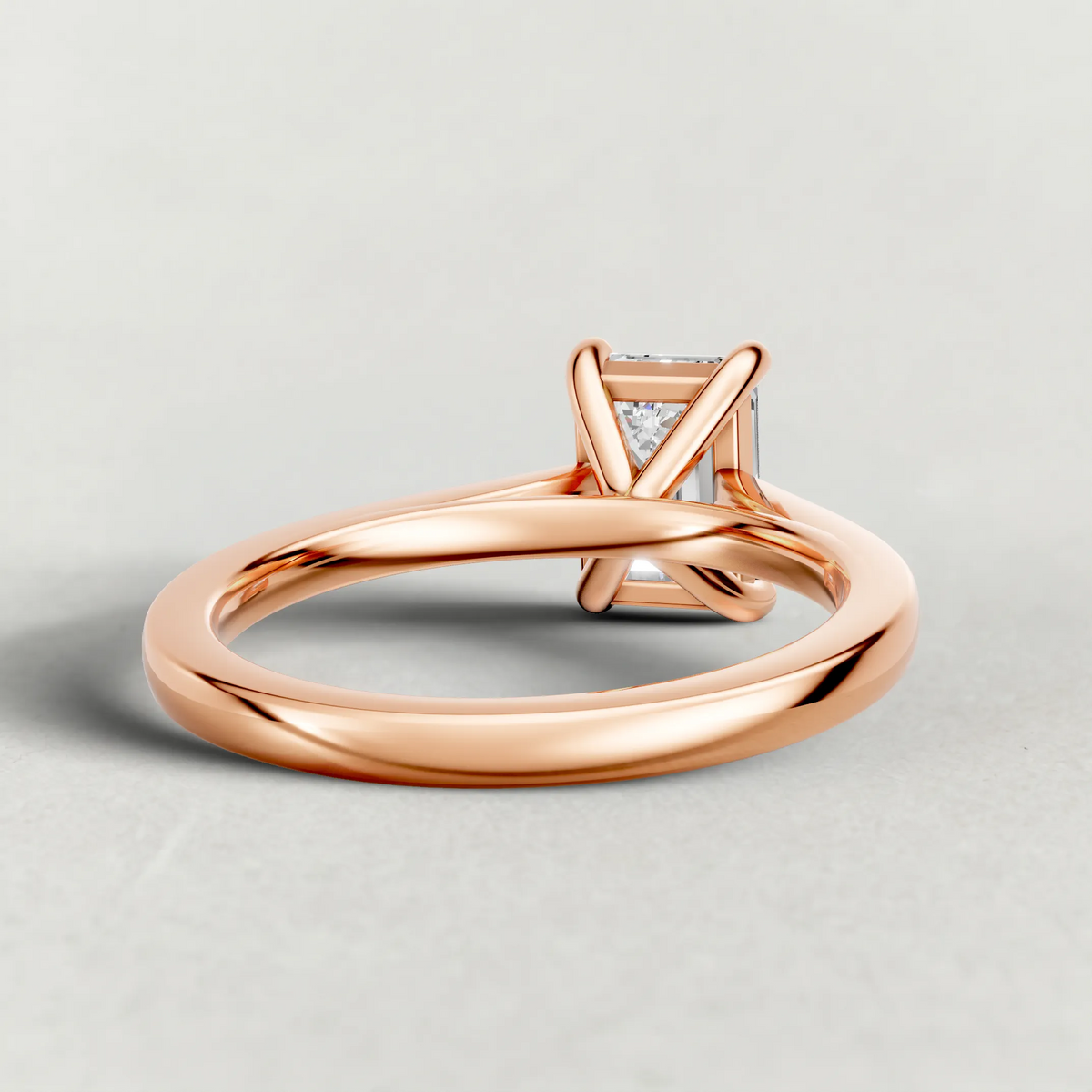 Split-Shoulder Solitaire Engagement Ring (71590) in Rose Gold from back angle