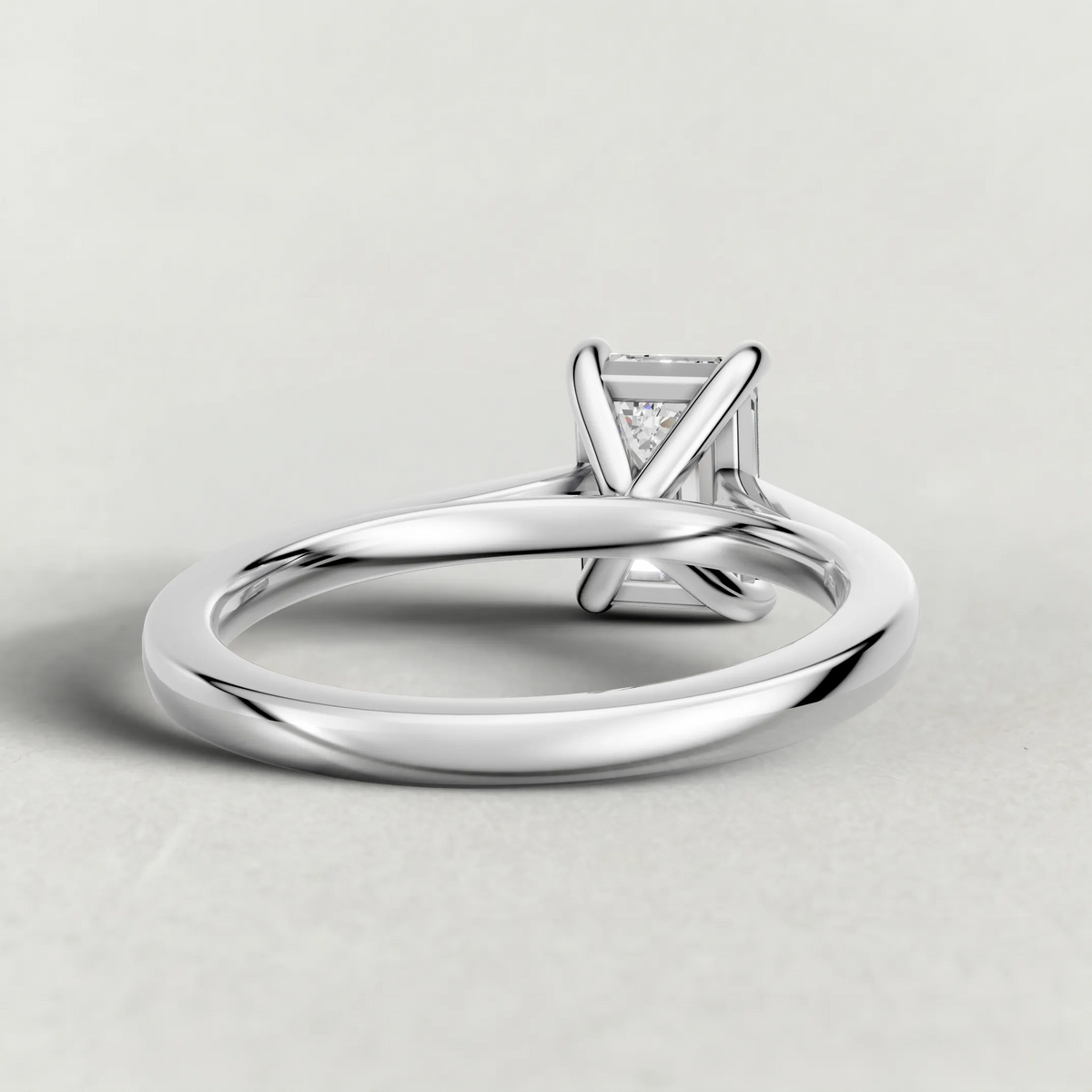 Split-Shoulder Solitaire Engagement Ring (71590) in White Gold from back angle