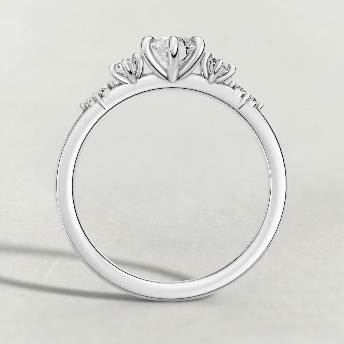 Graduated Side-Stone Engagement Ring (72084) in Platinum from front angle