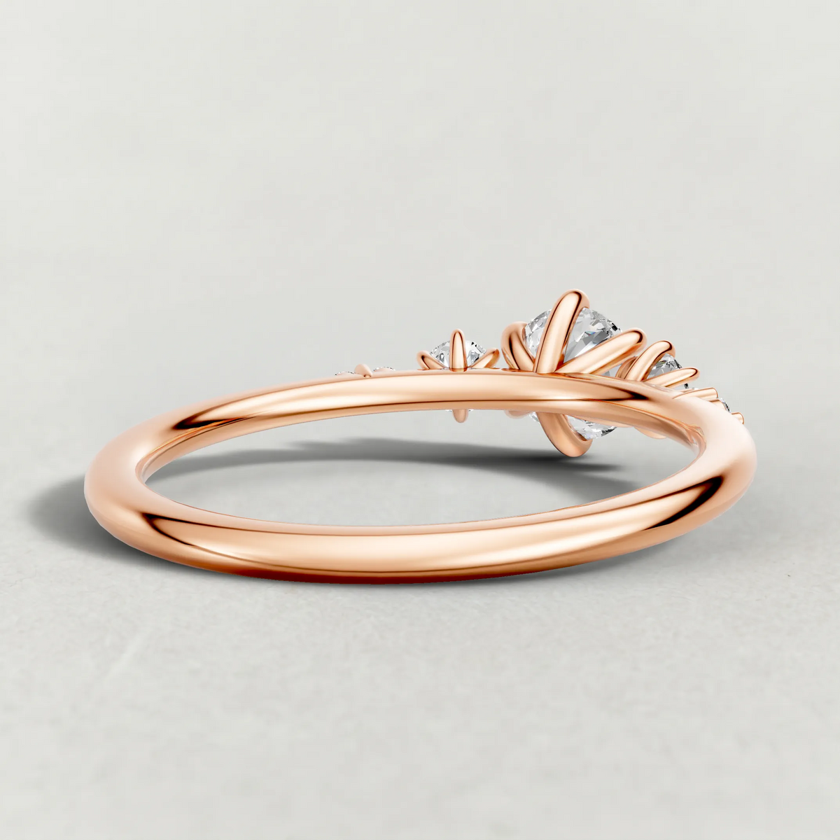 Graduated Side-Stone Engagement Ring (72084) in Rose Gold from back angle