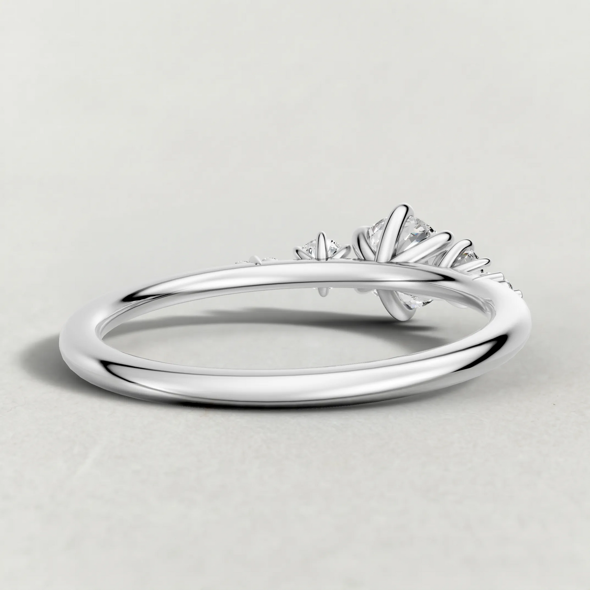 Graduated Side-Stone Engagement Ring (72084) in White Gold from back angle
