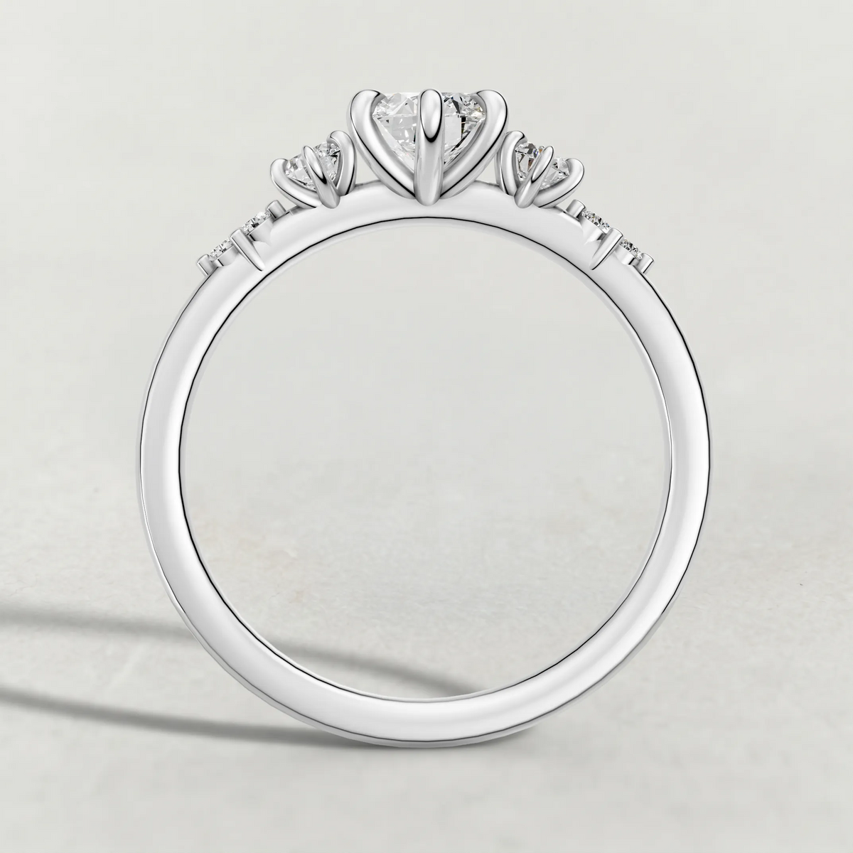 Graduated Side-Stone Engagement Ring (72084) in White Gold from front angle