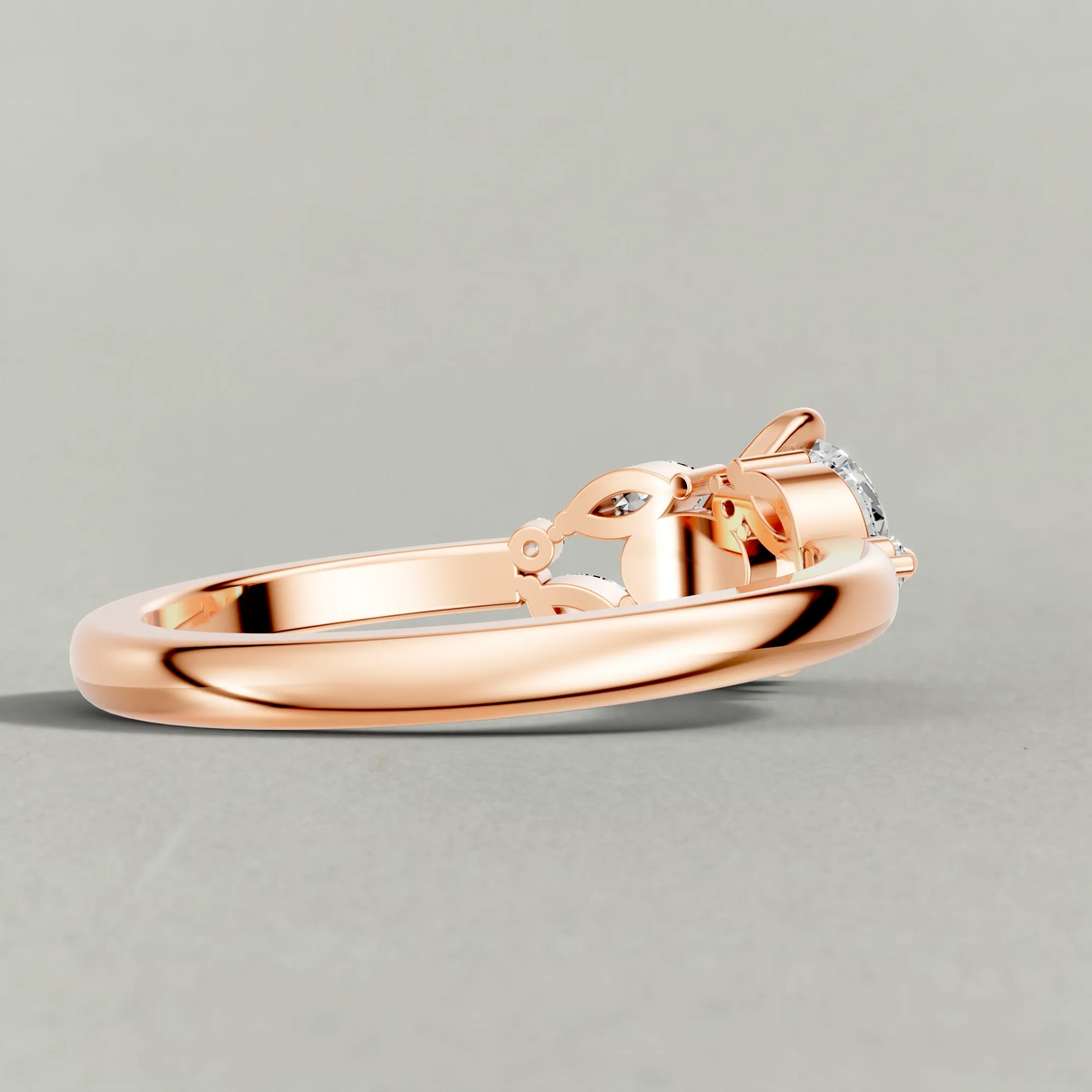 Vine-Inspired Engagement Ring (72161) in Rose Gold from back angle